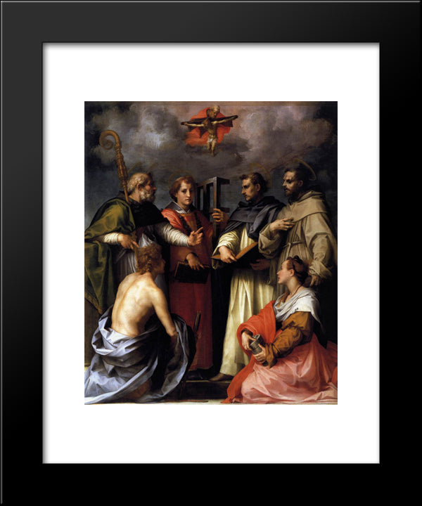 Disputation On The Trinity 20x24 Black Modern Wood Framed Art Print Poster by Sarto, Andrea del