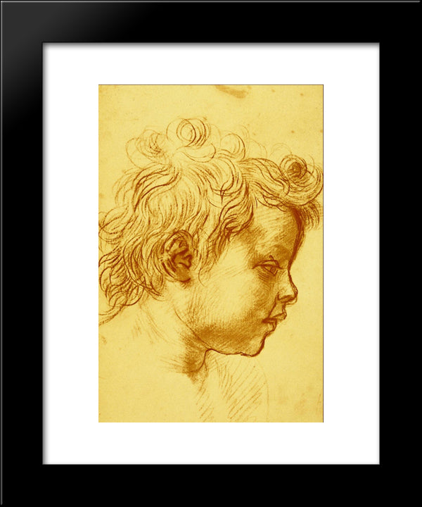 Head Of A Child 20x24 Black Modern Wood Framed Art Print Poster by Sarto, Andrea del