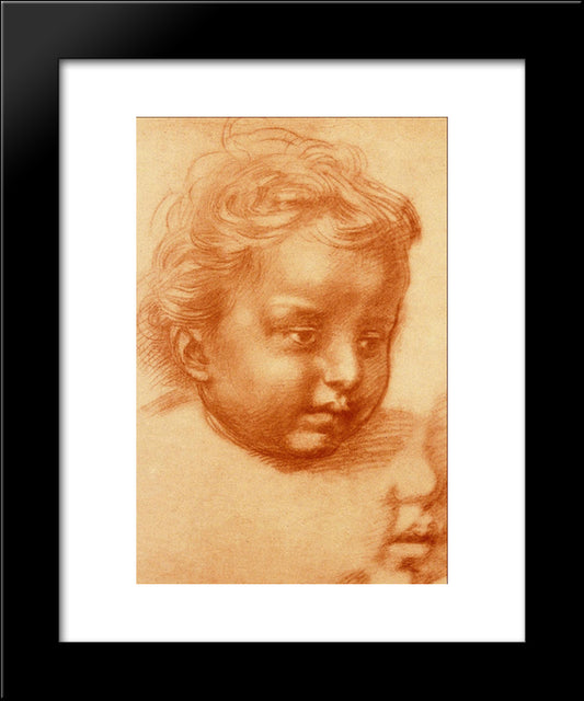 Head Of Child 20x24 Black Modern Wood Framed Art Print Poster by Sarto, Andrea del