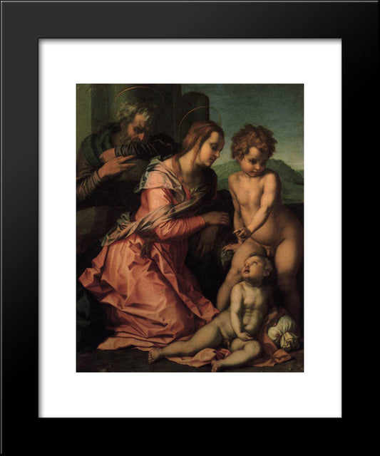 Holy Family 20x24 Black Modern Wood Framed Art Print Poster by Sarto, Andrea del