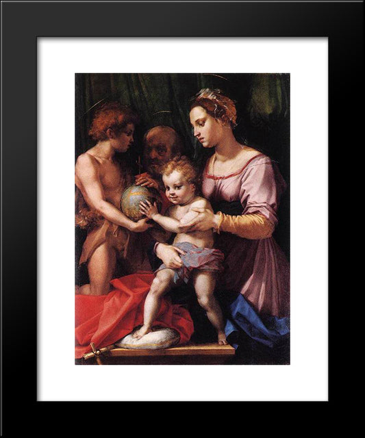 Holy Family (Borgherini) 20x24 Black Modern Wood Framed Art Print Poster by Sarto, Andrea del