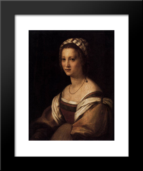 Lucrezia Di Baccio Del Fede, The Artist'S Wife 20x24 Black Modern Wood Framed Art Print Poster by Sarto, Andrea del