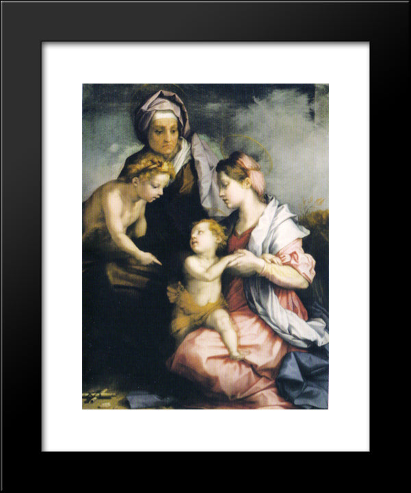 Madonna And Child With St. Elizabeth And St. John The Baptist 20x24 Black Modern Wood Framed Art Print Poster by Sarto, Andrea del