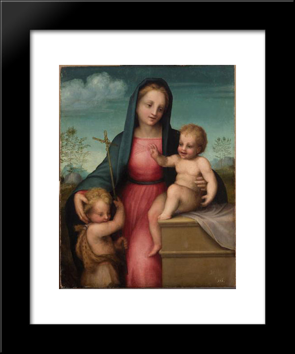 Madonna And Child With St. John The Baptist 20x24 Black Modern Wood Framed Art Print Poster by Sarto, Andrea del