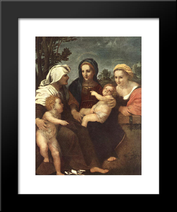 Madonna And Child With Sts Catherine, Elisabeth And John The Baptist 20x24 Black Modern Wood Framed Art Print Poster by Sarto, Andrea del