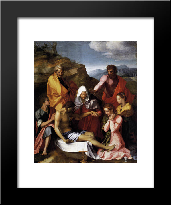 Pieta With Saints 20x24 Black Modern Wood Framed Art Print Poster by Sarto, Andrea del