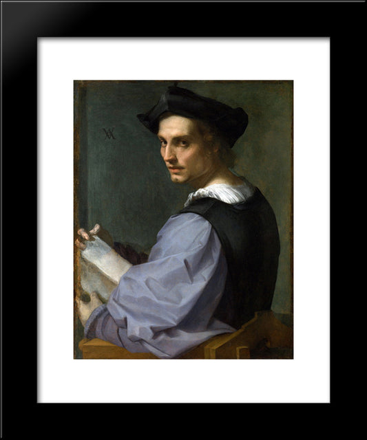 Portrait Of A Young Man 20x24 Black Modern Wood Framed Art Print Poster by Sarto, Andrea del