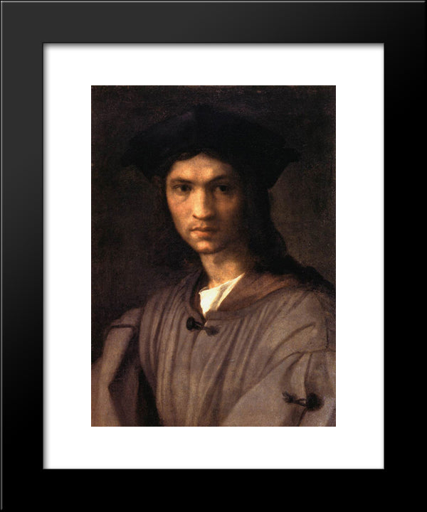 Portrait Of Baccio Bandinelli 20x24 Black Modern Wood Framed Art Print Poster by Sarto, Andrea del