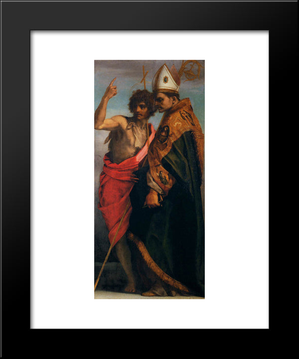 Sts John The Baptist And Bernardo Degli Uberti 20x24 Black Modern Wood Framed Art Print Poster by Sarto, Andrea del