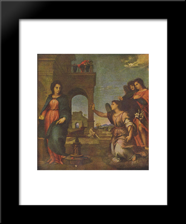 The Annunciation 20x24 Black Modern Wood Framed Art Print Poster by Sarto, Andrea del