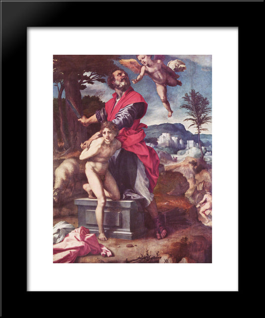 The Sacrifice Of Abraham 20x24 Black Modern Wood Framed Art Print Poster by Sarto, Andrea del