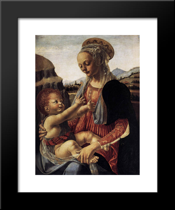 Madonna And Child 20x24 Black Modern Wood Framed Art Print Poster by Verrocchio, Andrea del