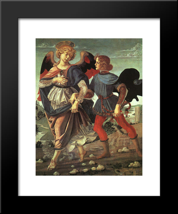 Tobias And The Angel 20x24 Black Modern Wood Framed Art Print Poster by Verrocchio, Andrea del