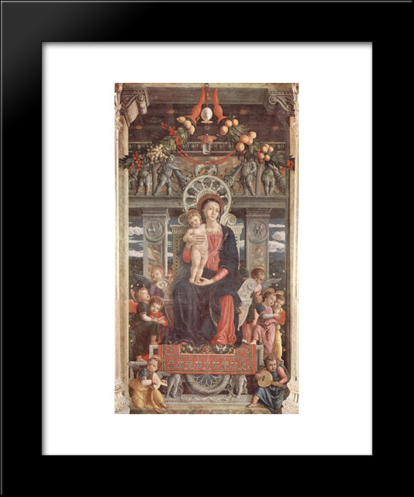 Altarpiece Of San Zeno In Verona, Central Panel Madonna And Angels 20x24 Black Modern Wood Framed Art Print Poster by Mantegna, Andrea