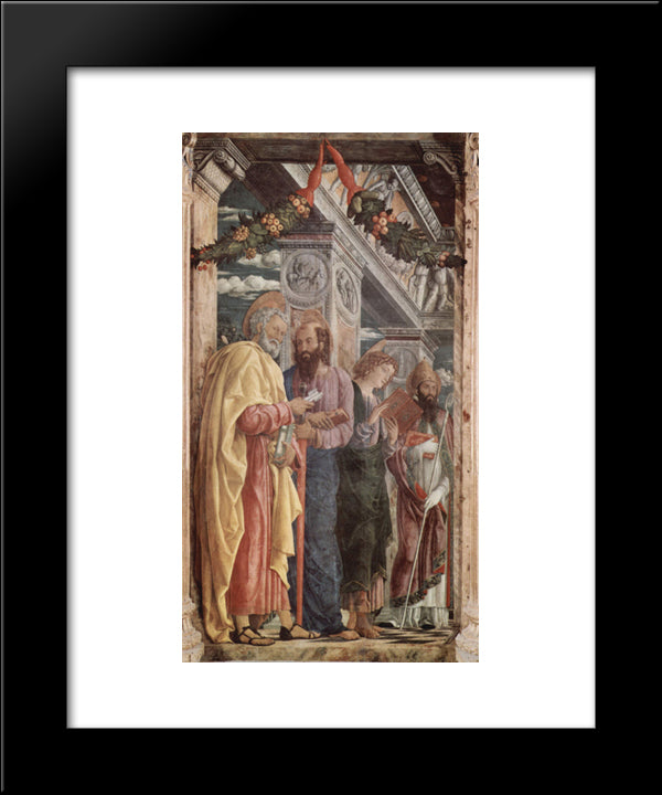 Altarpiece Of San Zeno In Verona, Left Panel Of St. Peter And St. Paul, St.John The Evangelist, St. Zeno 20x24 Black Modern Wood Framed Art Print Poster by Mantegna, Andrea