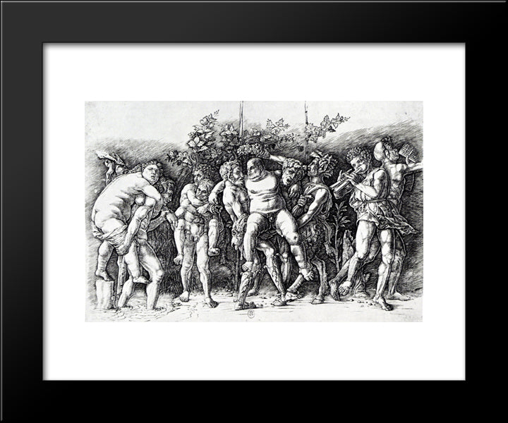 Bacchanal In Silene 20x24 Black Modern Wood Framed Art Print Poster by Mantegna, Andrea