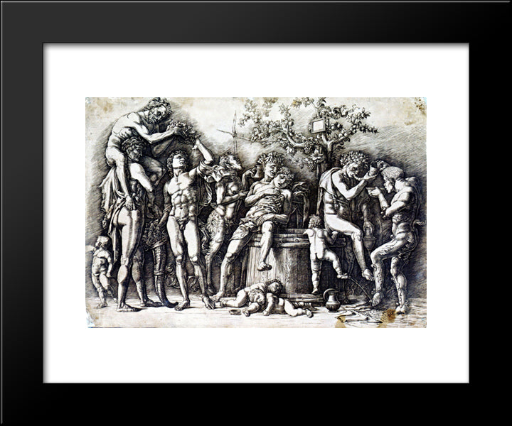 Bacchanalia With A Wine 20x24 Black Modern Wood Framed Art Print Poster by Mantegna, Andrea