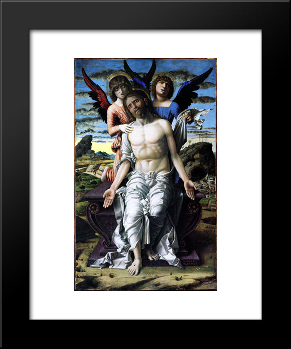 Christ Of Pity Supported By A Cherub And A Seraph 20x24 Black Modern Wood Framed Art Print Poster by Mantegna, Andrea