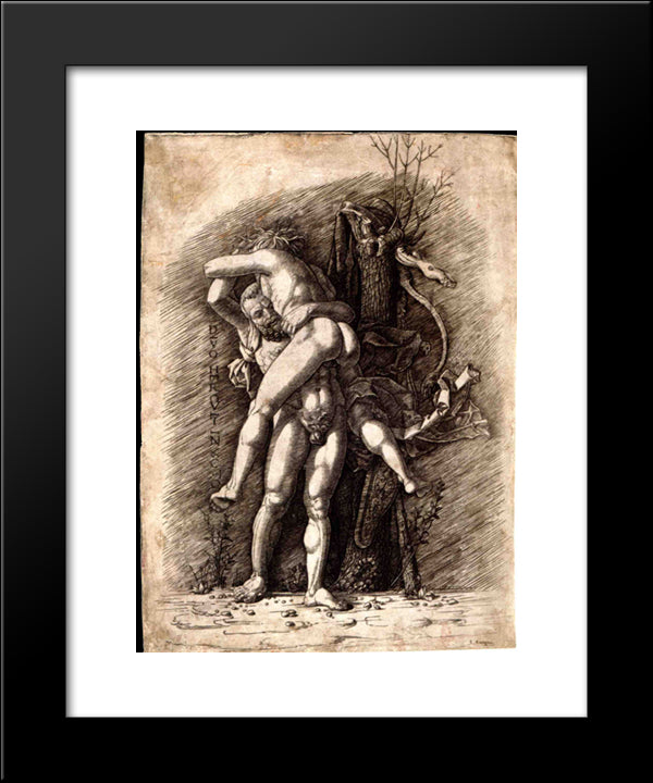 Hercules And Antaeus 20x24 Black Modern Wood Framed Art Print Poster by Mantegna, Andrea