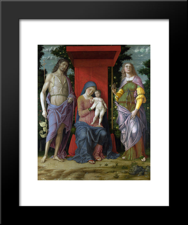 Madonna With St. Mary Magdalene And St. John The Baptist 20x24 Black Modern Wood Framed Art Print Poster by Mantegna, Andrea