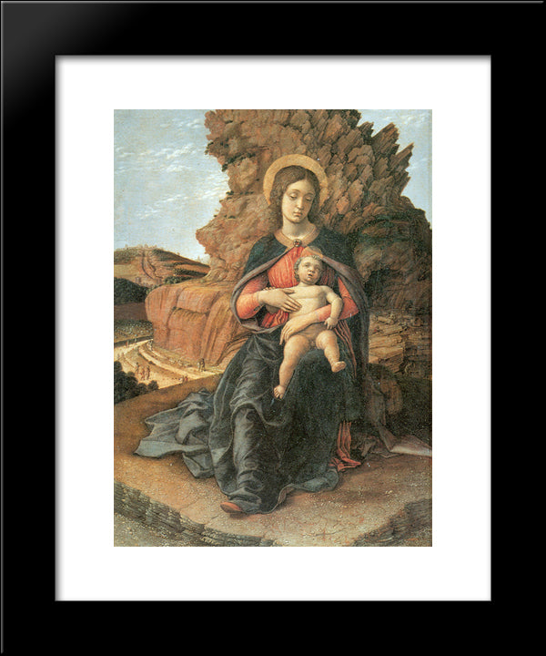 Madonna Of The Cave 20x24 Black Modern Wood Framed Art Print Poster by Mantegna, Andrea