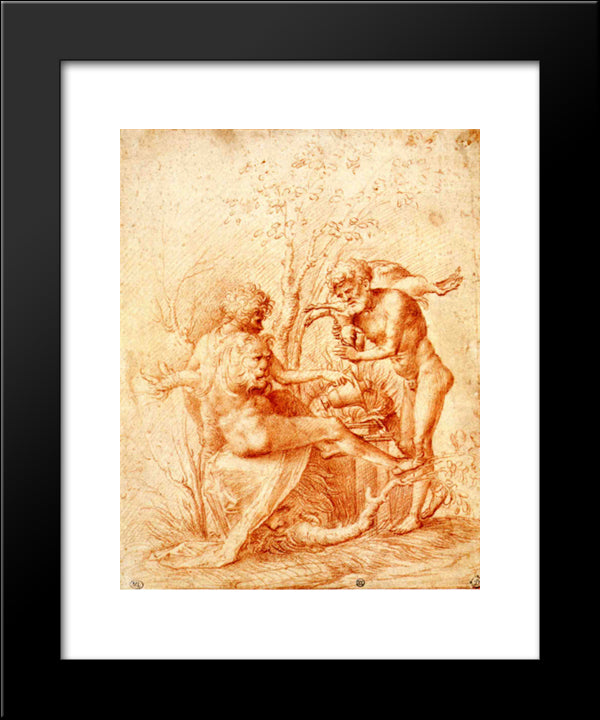 Molorchos Making A Sacrifice To Hercules 20x24 Black Modern Wood Framed Art Print Poster by Mantegna, Andrea