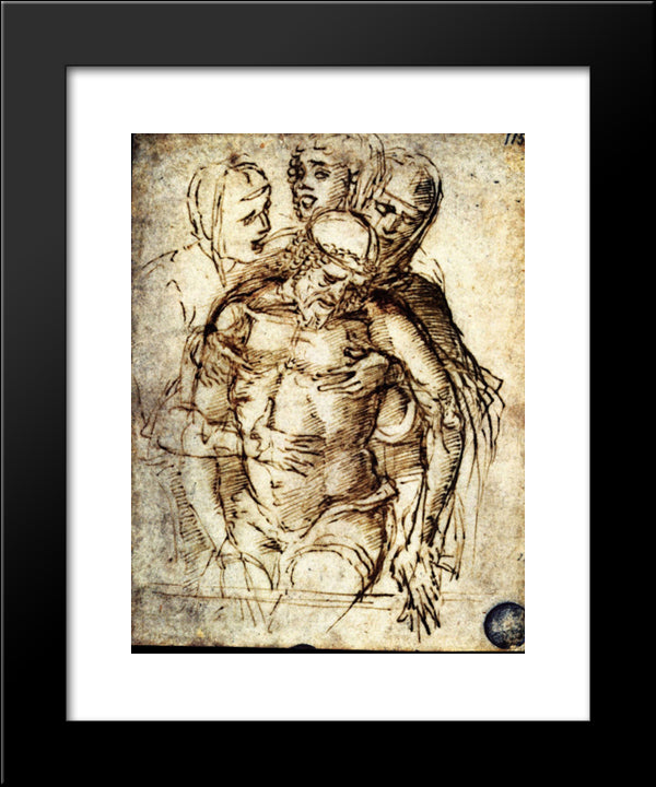 Pieta 20x24 Black Modern Wood Framed Art Print Poster by Mantegna, Andrea