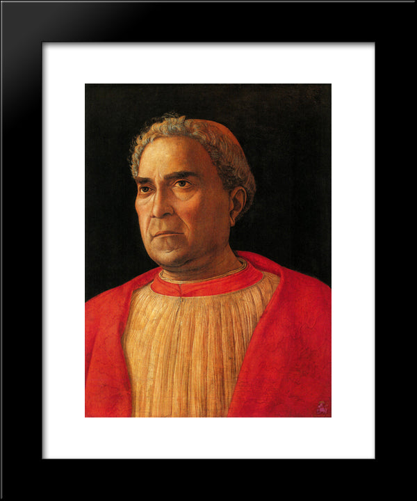 Portrait Of Cardinal Lodovico Mezzarota 20x24 Black Modern Wood Framed Art Print Poster by Mantegna, Andrea