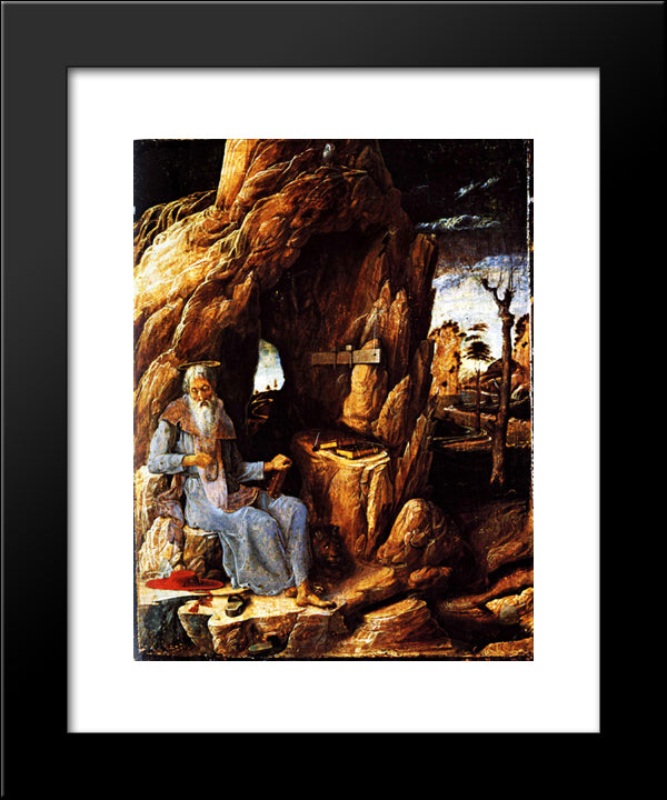 St. Jerome In The Wilderness 20x24 Black Modern Wood Framed Art Print Poster by Mantegna, Andrea
