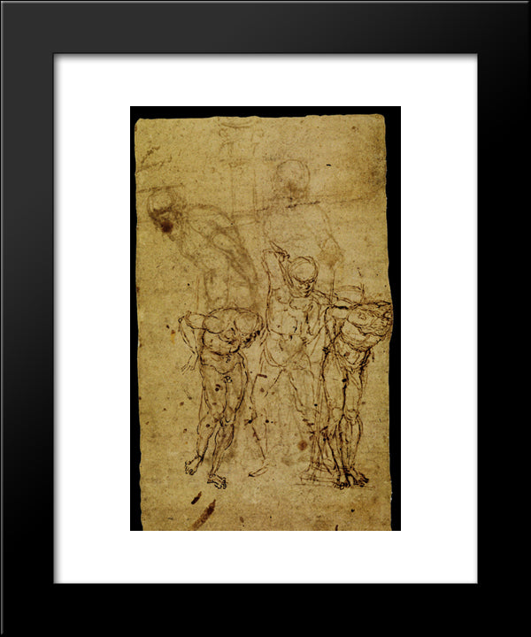Study For A Flagellation 20x24 Black Modern Wood Framed Art Print Poster by Mantegna, Andrea