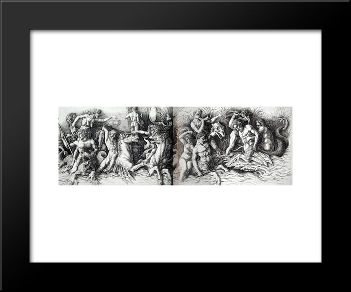 The Battle Of Sea Gods 20x24 Black Modern Wood Framed Art Print Poster by Mantegna, Andrea