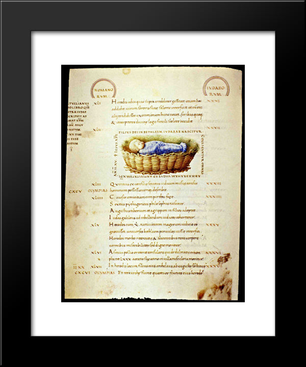 The Child Jesus In The Manger 20x24 Black Modern Wood Framed Art Print Poster by Mantegna, Andrea