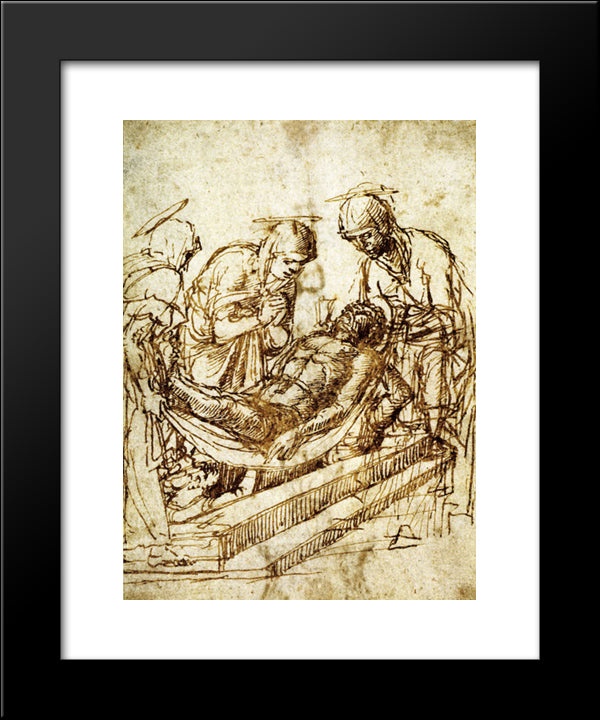 The Entombment 20x24 Black Modern Wood Framed Art Print Poster by Mantegna, Andrea