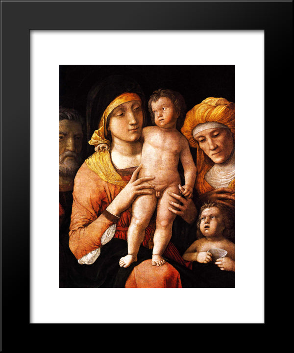 The Holy Family With St. Elizabeth And St. John The Baptist 20x24 Black Modern Wood Framed Art Print Poster by Mantegna, Andrea