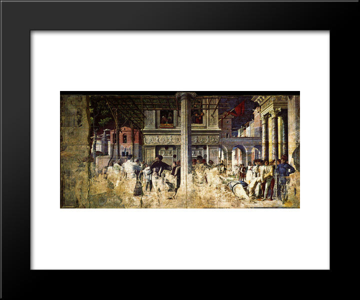 The Martyrdom And Transporting The Body Of Saint Christopher 20x24 Black Modern Wood Framed Art Print Poster by Mantegna, Andrea