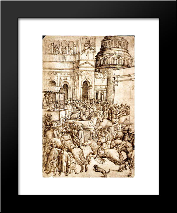 The Triumph And Vespasian De Titus 20x24 Black Modern Wood Framed Art Print Poster by Mantegna, Andrea