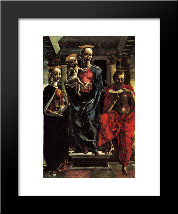 The Virgin And Child With Saints Jerome A 20x24 Black Modern Wood Framed Art Print Poster by Mantegna, Andrea