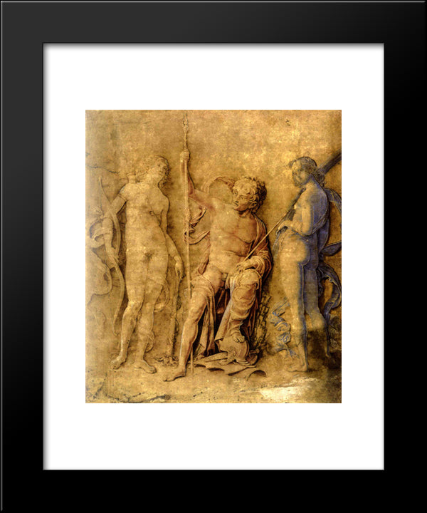 Three Deities 20x24 Black Modern Wood Framed Art Print Poster by Mantegna, Andrea