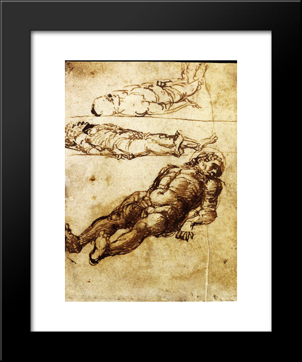 Three Studies Elongated Figures 20x24 Black Modern Wood Framed Art Print Poster by Mantegna, Andrea