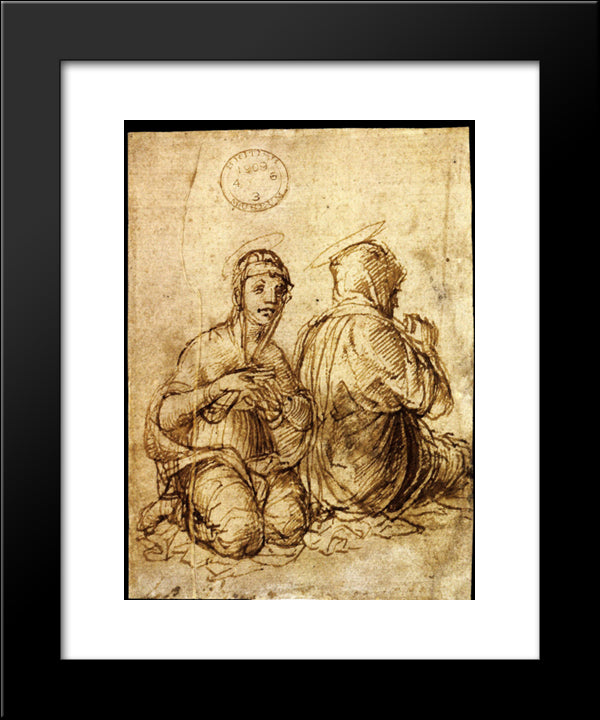 Two Holy Women In Prayer 20x24 Black Modern Wood Framed Art Print Poster by Mantegna, Andrea