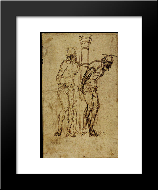 Two Studies For Christ At The Column 20x24 Black Modern Wood Framed Art Print Poster by Mantegna, Andrea
