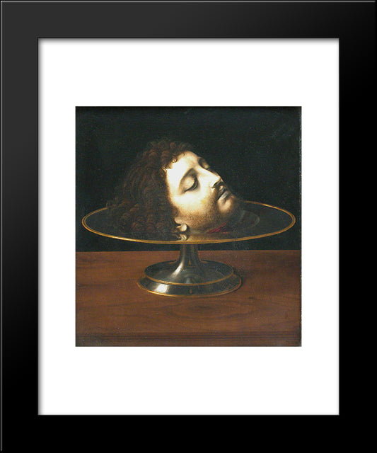 Head Of St. John The Baptist 20x24 Black Modern Wood Framed Art Print Poster by Solario, Andrea