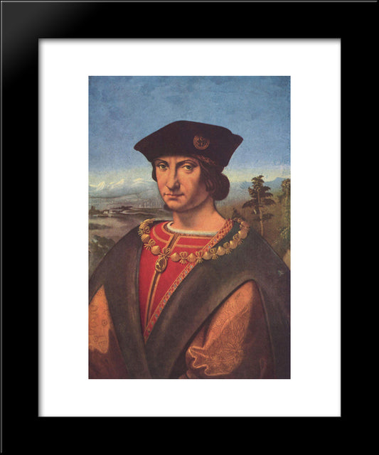 Portrait Of Charles D'Amboise 20x24 Black Modern Wood Framed Art Print Poster by Solario, Andrea