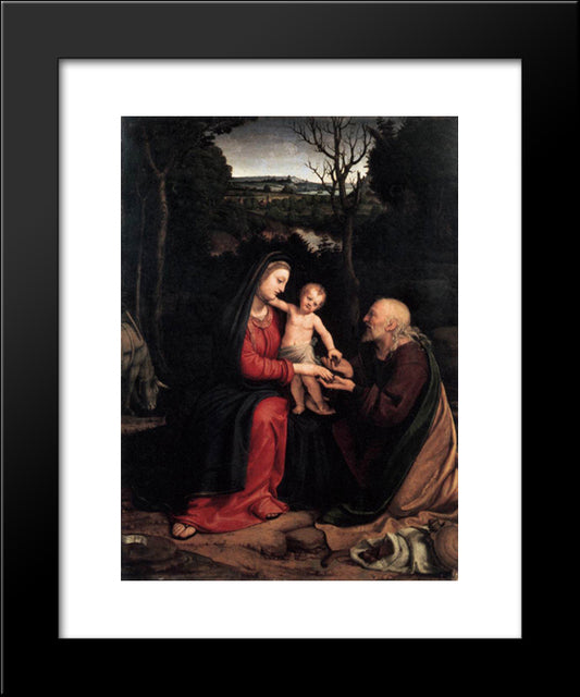 Rest During The Flight To Egypt 20x24 Black Modern Wood Framed Art Print Poster by Solario, Andrea