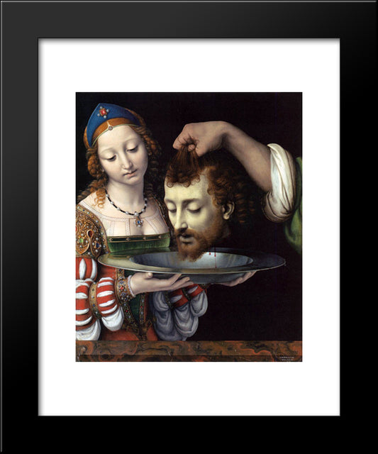Salome With The Head Of St. John The Baptist 20x24 Black Modern Wood Framed Art Print Poster by Solario, Andrea