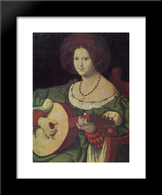 The Lute Player 20x24 Black Modern Wood Framed Art Print Poster by Solario, Andrea