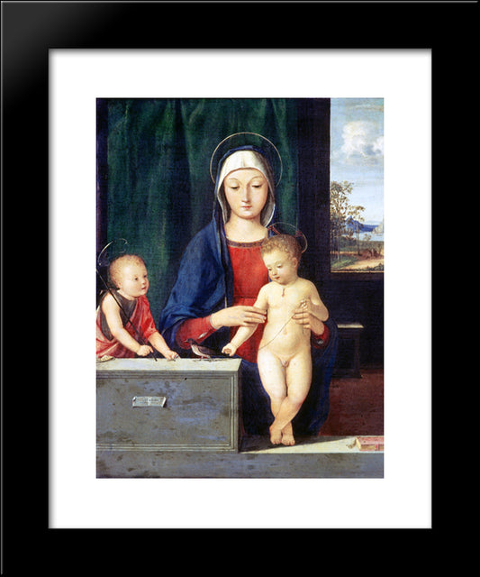 Virgin And Child 20x24 Black Modern Wood Framed Art Print Poster by Solario, Andrea