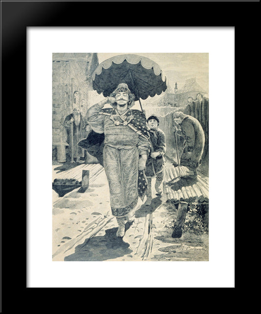 Churilo Plenkovich. Illustration For The Book Russian Epic Heroes 20x24 Black Modern Wood Framed Art Print Poster by Ryabushkin, Andrei
