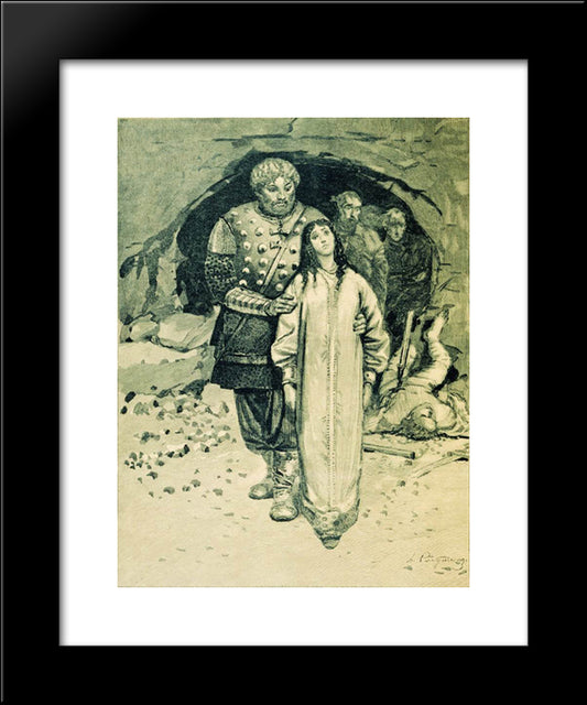 Dobrynya Nikitich. Illustration For The Book Russian Epic Heroes 20x24 Black Modern Wood Framed Art Print Poster by Ryabushkin, Andrei