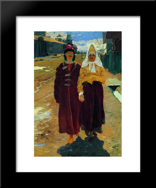 Going On A Visit 20x24 Black Modern Wood Framed Art Print Poster by Ryabushkin, Andrei